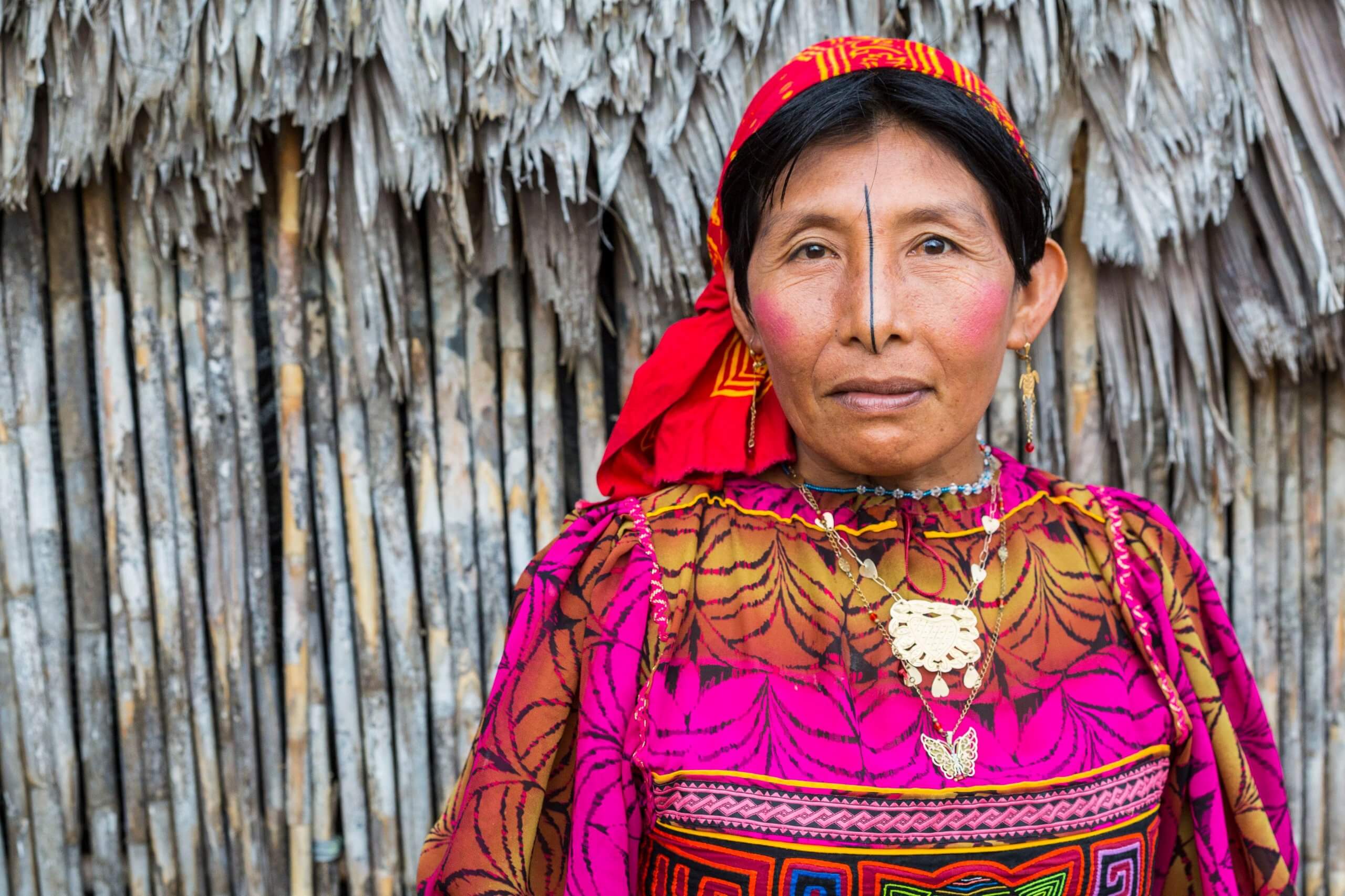 Profile of Guna woman in the San Blas Islands in Panama