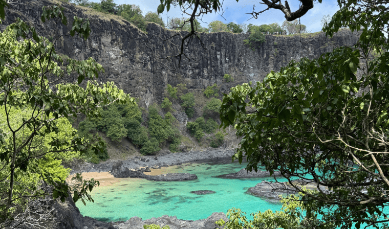 View of blue pools during Trilha do Capim Acu hike in Fernando de Noronha