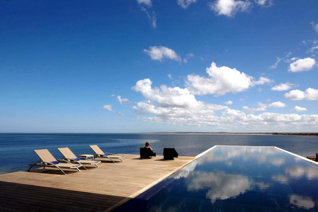 Pool and sea views at Bahia Vik, during luxury trip to Uruguay