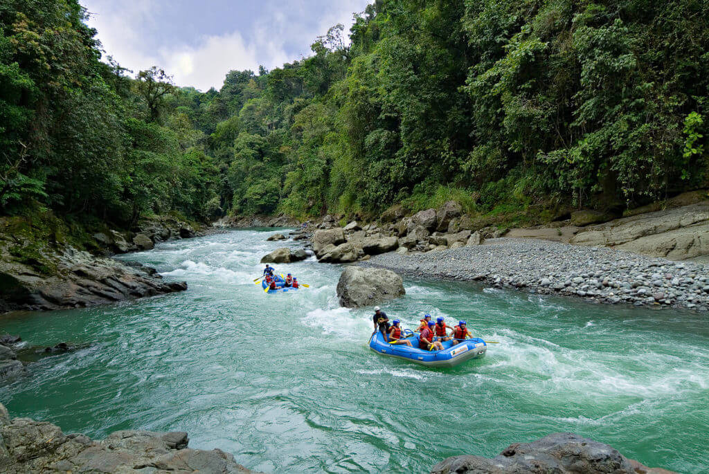 Small group white water rafting during luxury costa rica tour