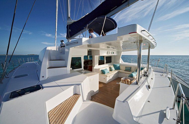 Sundeck of a private catamaran charter in the San Blas Islands during a Panama luxury tour