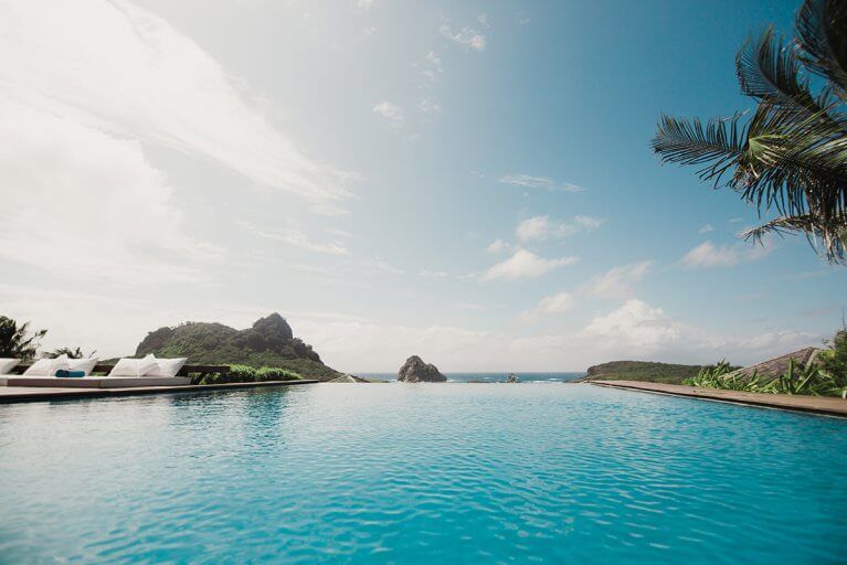 Infinity pool view at Pousada Maravilha hotel in Fernando de Noronha during a luxury tour in Brazil