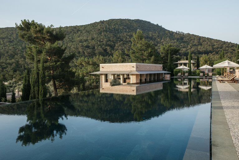 Outdoor infinity pool at Amanruya luxury resort in Turkey