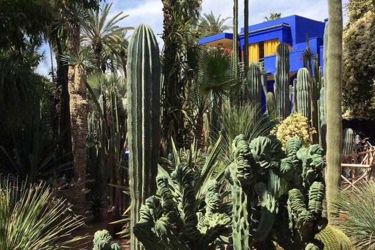 Blue walls of Saint Laurent's house at the Jardin Majorelle in Marrakesh