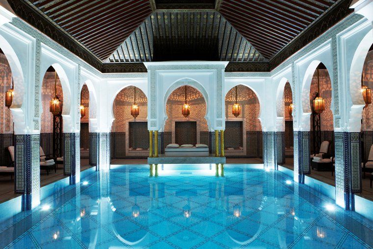 View of the indoor pool at La Mamounia's spa