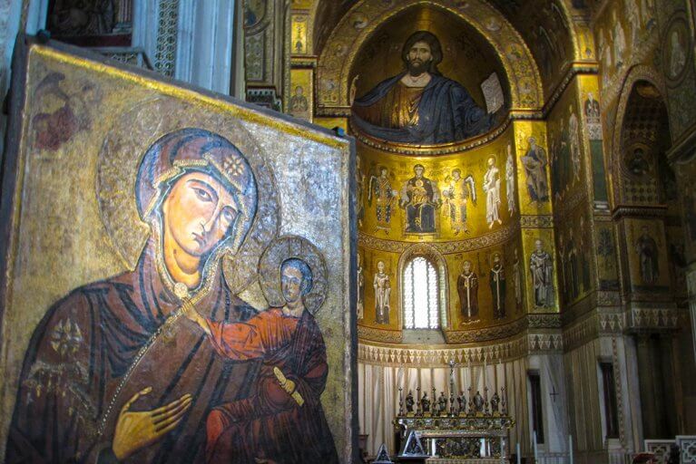 Interior of Palatine Chapel decorated with Byzantine mosaics in Palermo, Sicily
