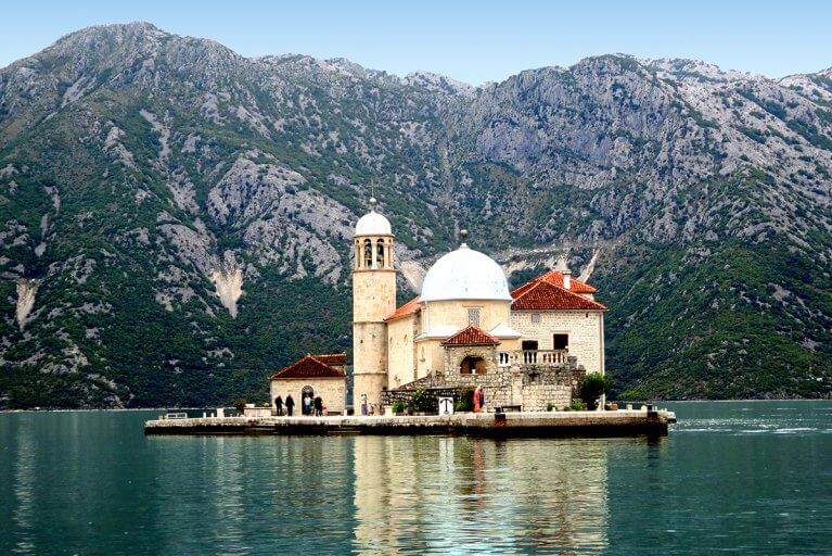 Our Lady of the Rocks church on islet in Bay of Kotor in Montenegro