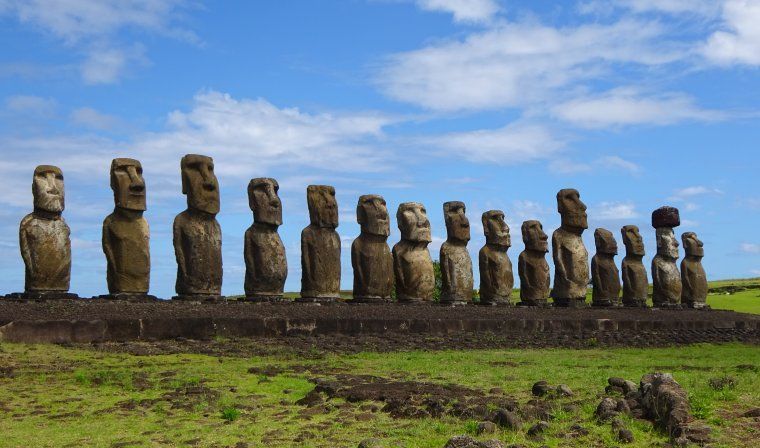 View of Moai statues in Easter Island during luxury Chile trip