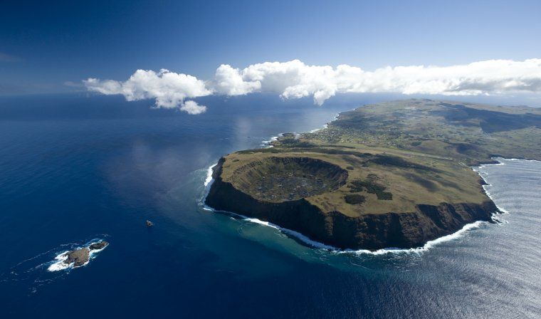 Aerial view of Easter Island during luxury Chile trip