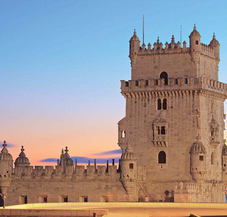 Tower of Belem at sunset in Lisbon