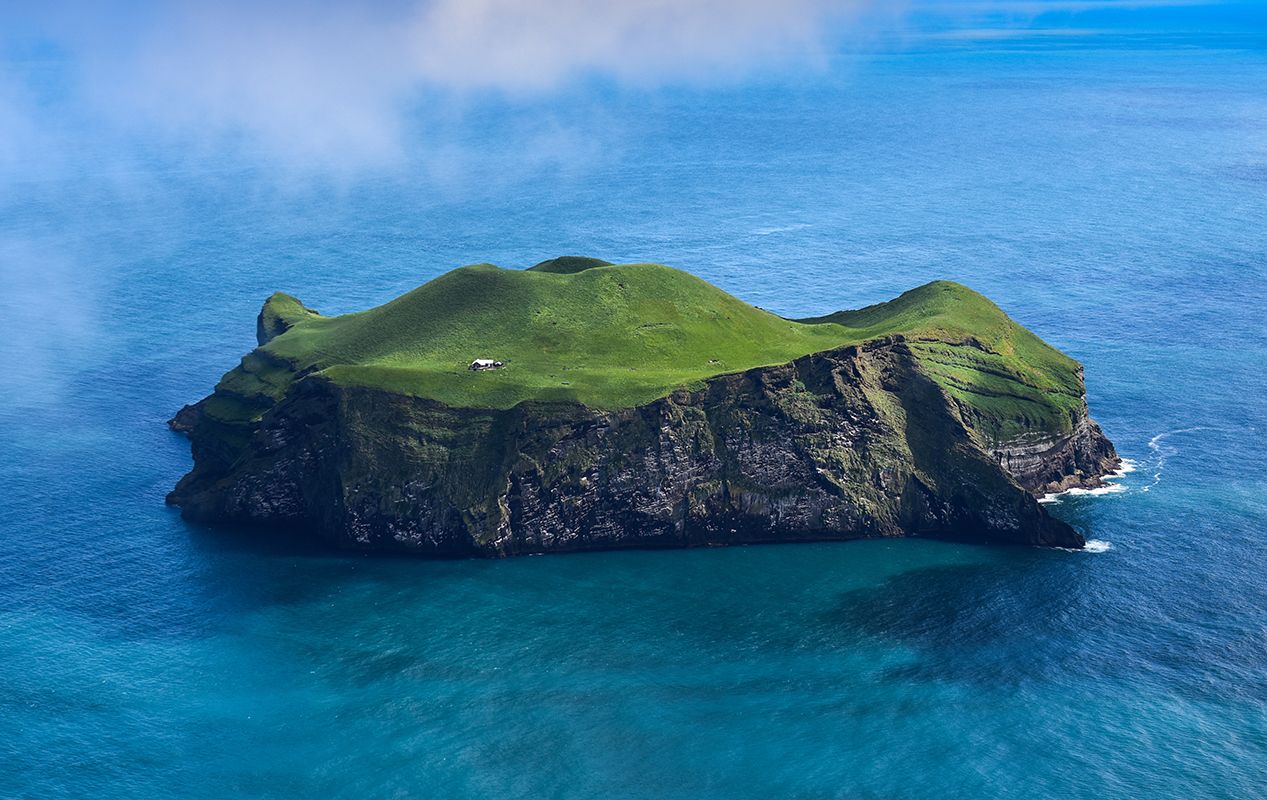 Aerial view of Bjarnarey Island