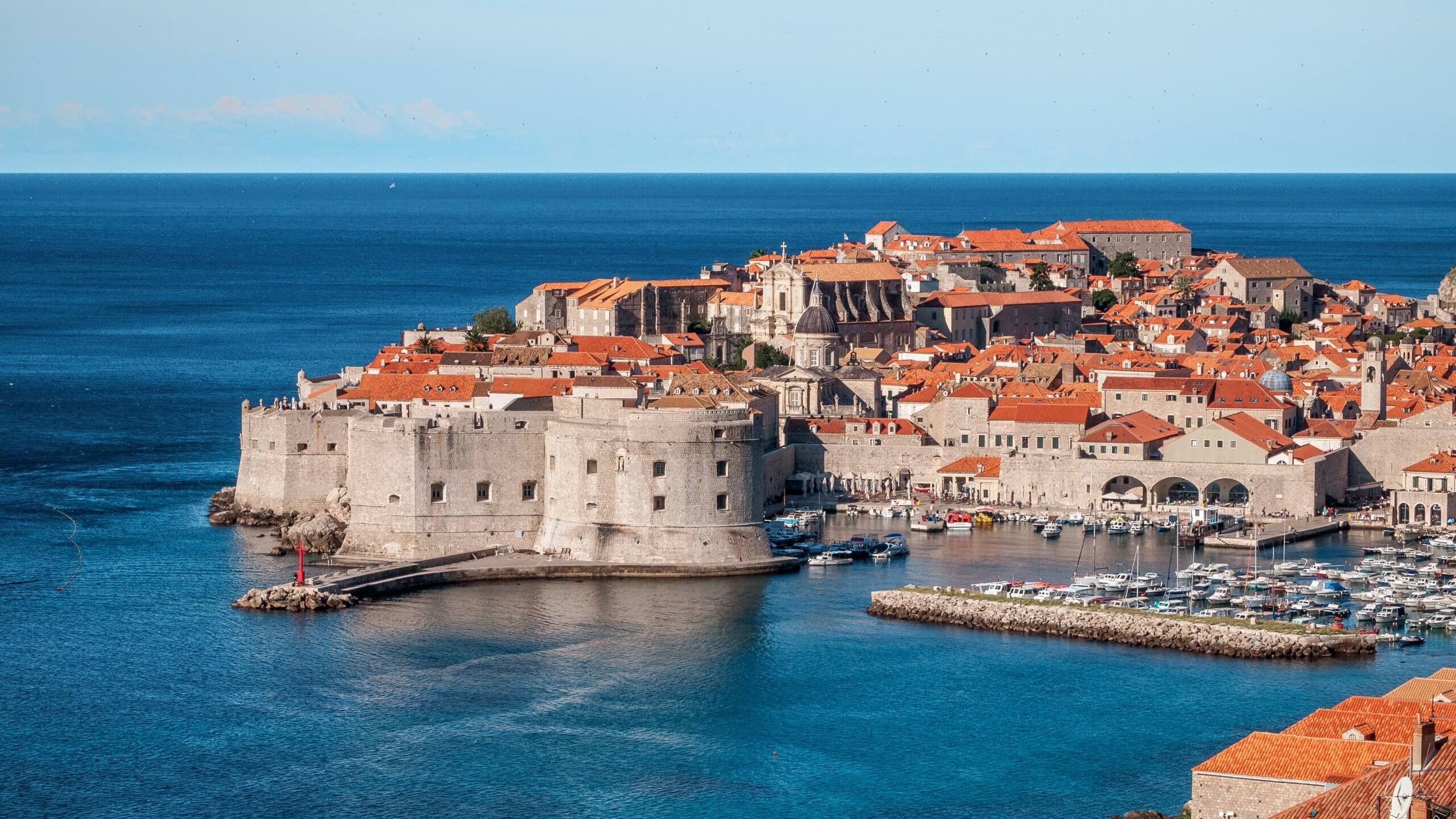 Dubrovnik's Old Town from outside of the city walls and marina