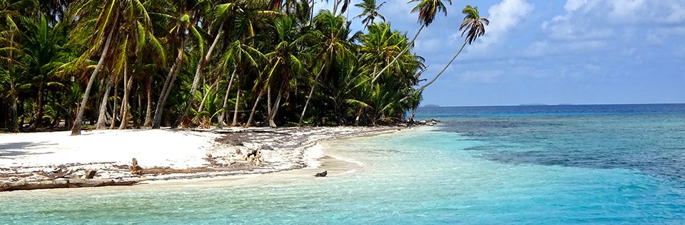 Swimming in turquoise Caribbean waters during a private luxury tour of the San Blas Islands