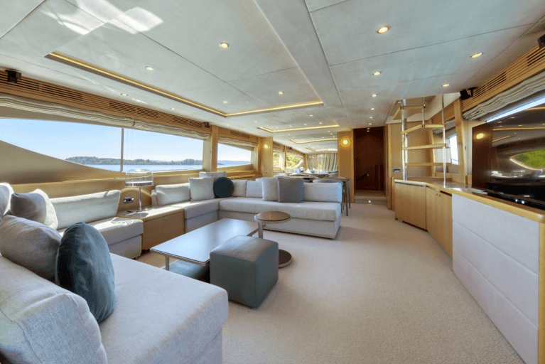 Luxurious interior of private yacht chartered in Croatia for island hopping tour