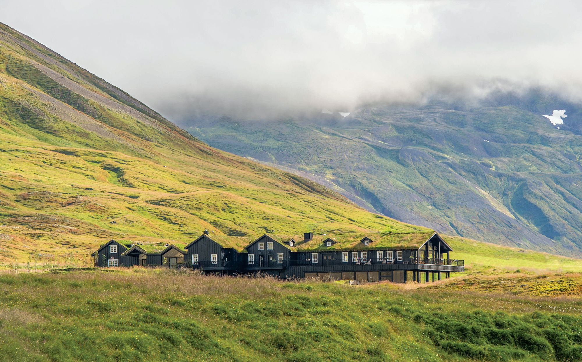 Exterior view of Deplar Farm luxury hotel in northern Iceland