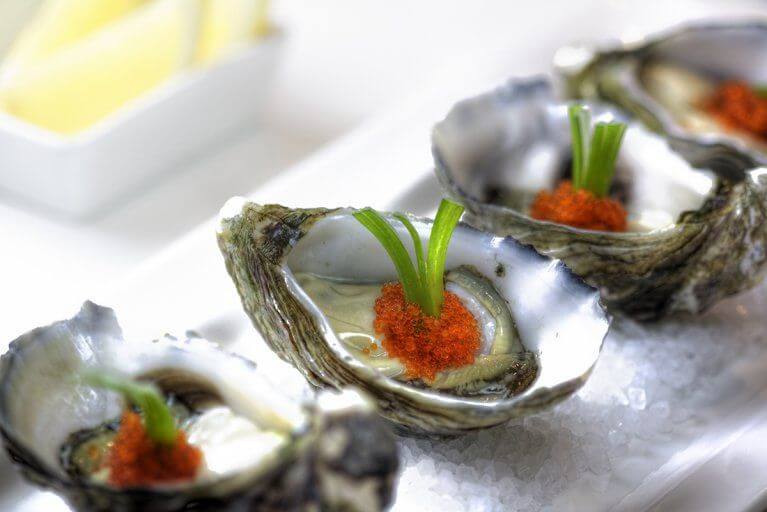 Fresh oysters from the Adriatic sea served with caviar