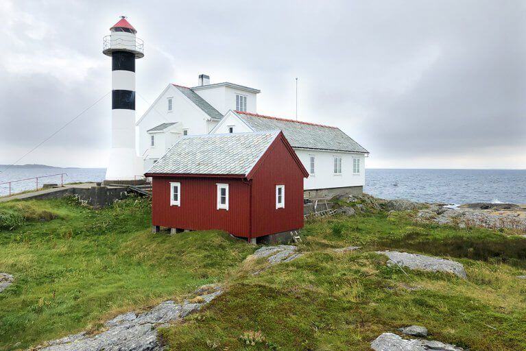 Exterior view of Lighthouse Hotel on Flatflesa Island in Norway