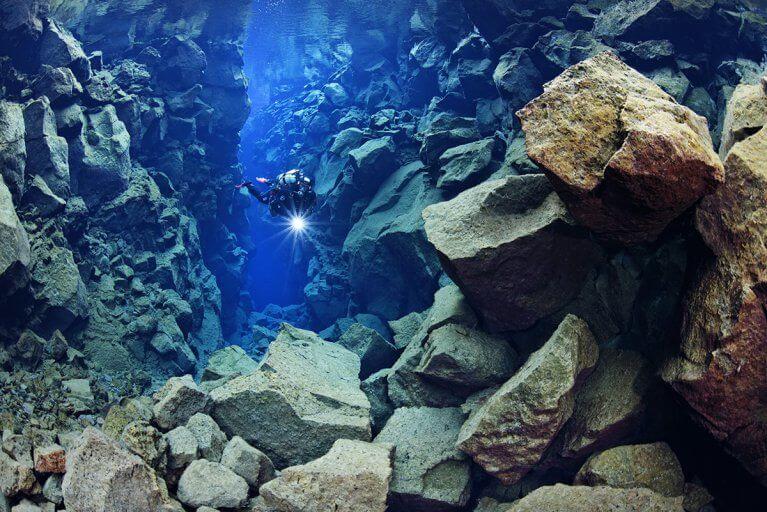 Scuba diving excursion between the tectonic plates at Silfra