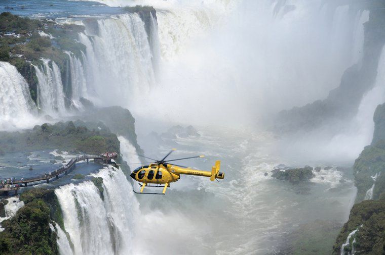 Private helicopter flight over Iguazu Falls