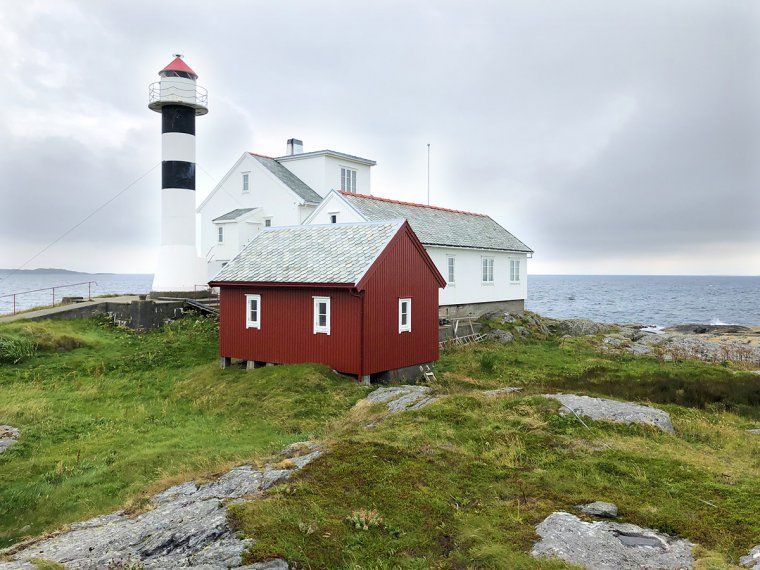 Exterior view of Lighthouse Hotel on Flatflesa Island in Norway