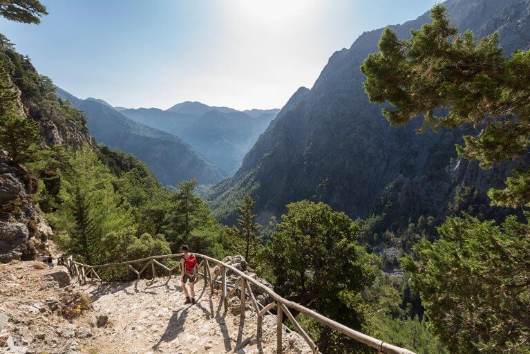 Woman on a private hiking tour of Samaria Gorge in the Samaria National Park in Crete