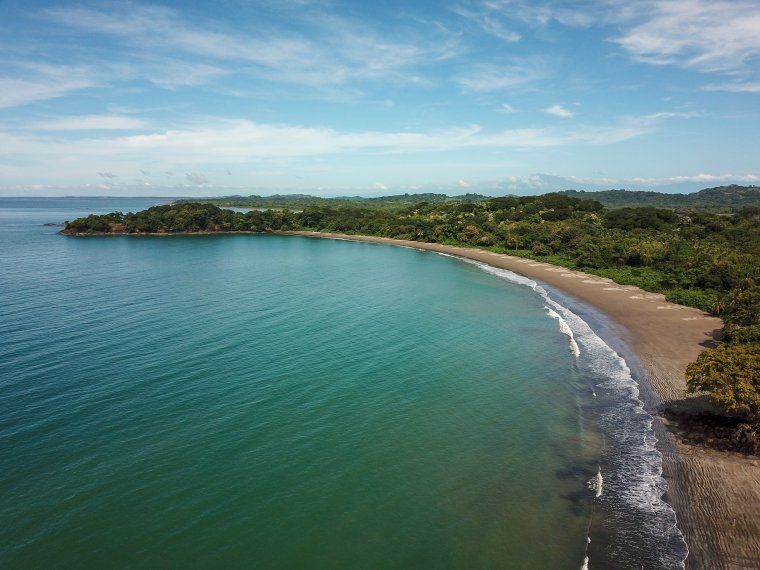 Aerial view of Isla Palenque beach