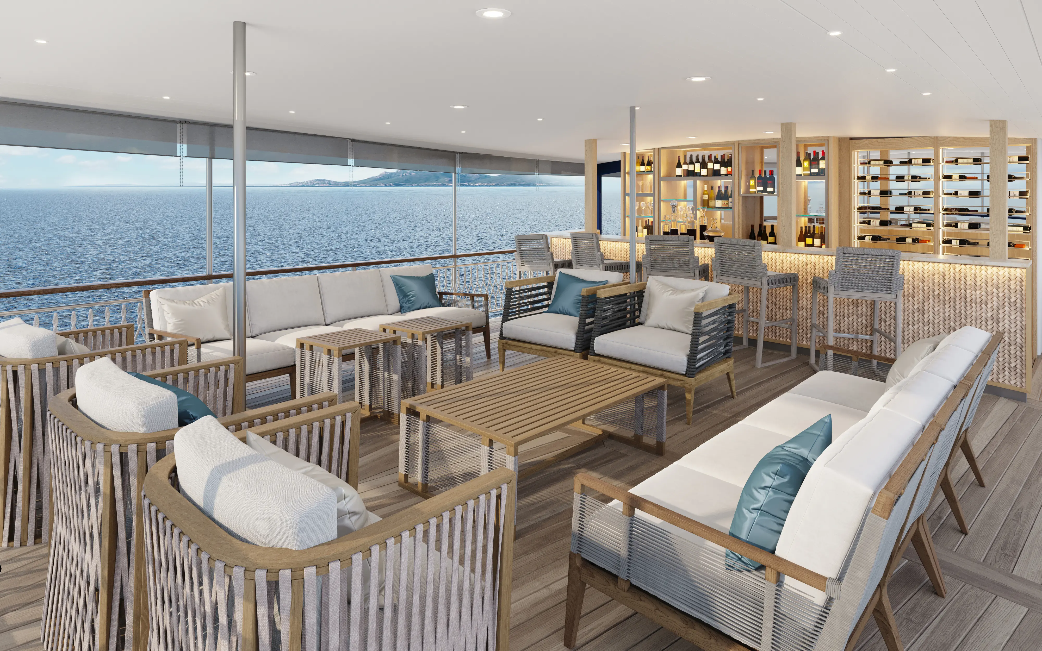 Al fresco lounge on Evolution private yacht