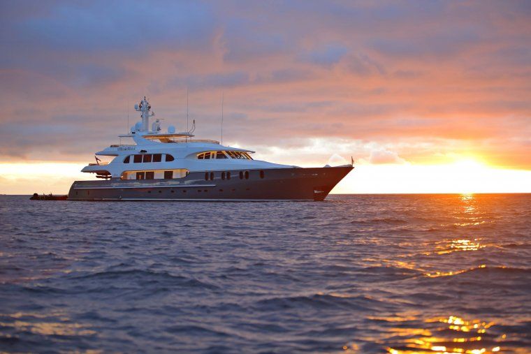 Exterior of Aqua Mare private yacht in the Galapagos Islands