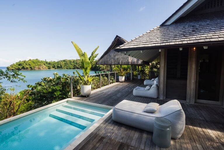 Luxury ocean view room with private pool at Islas Secas resort in Panama