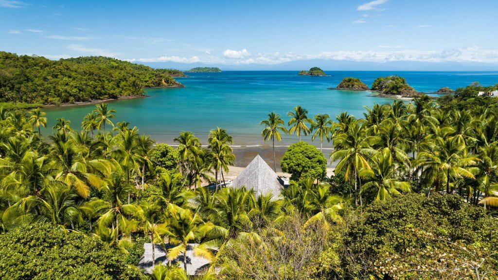 View of Pacific Coast from private island resort in Panama