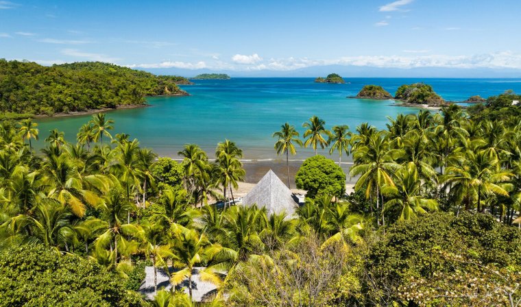 View of Pacific Coast from private island resort in Panama