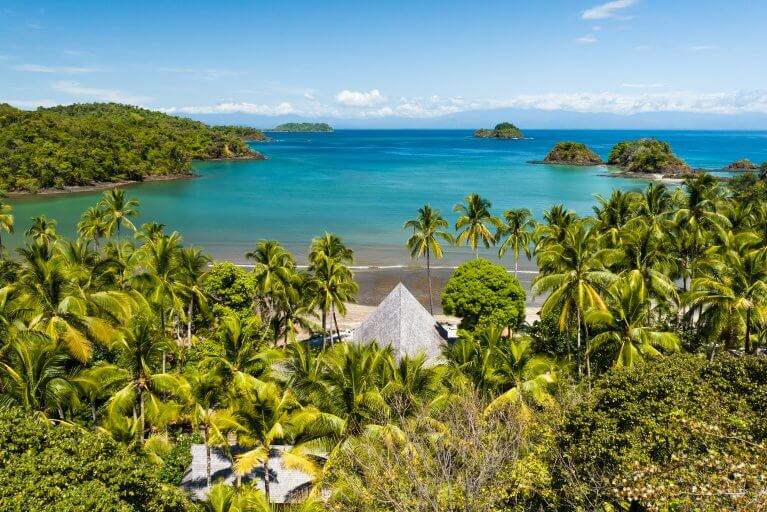 View of Pacific Coast from private island resort in Panama