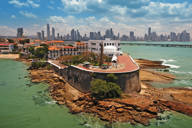 Aerial view of Sofitel Legend Casco Viejo hotel in Panama City
