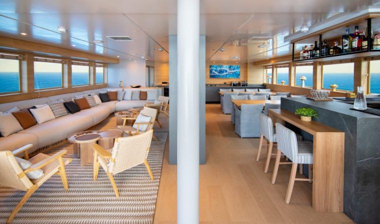 Stunning interior of the Tribute Galapagos yacht