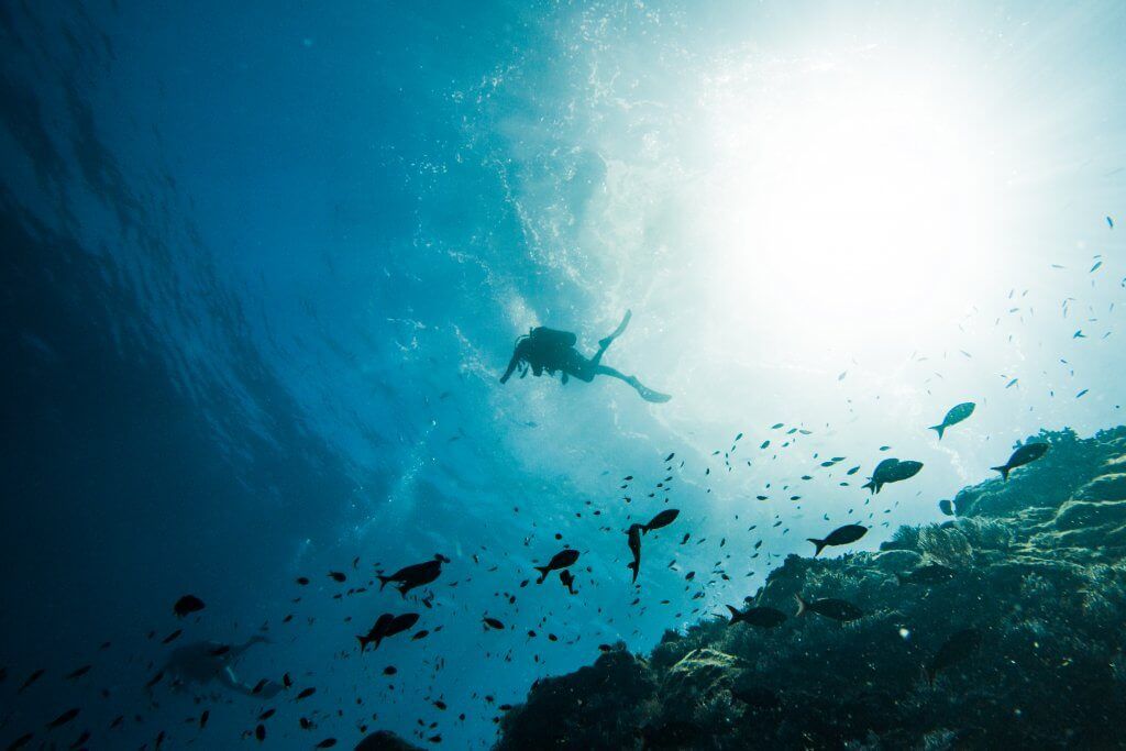 Scuba diver exploring Pacific coast of Panama during private luxury tour