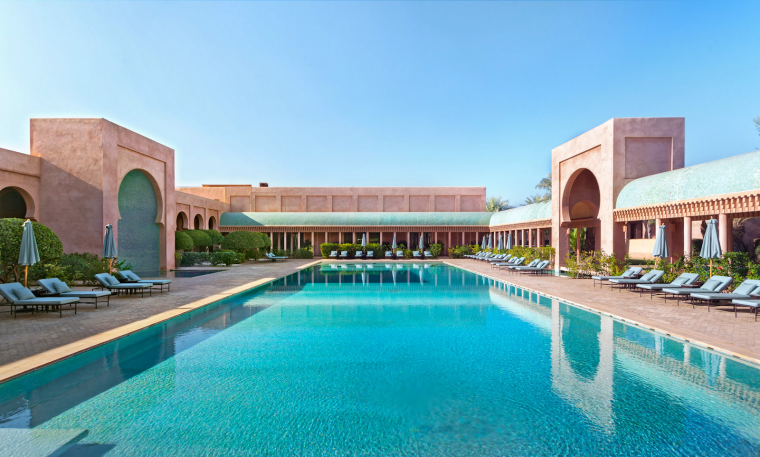 Amanjena luxury hotel on the water in Marrakesh in Morocco