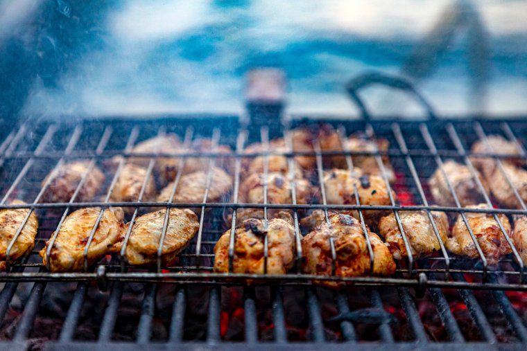 Meat cooking on a Turkish barbecue