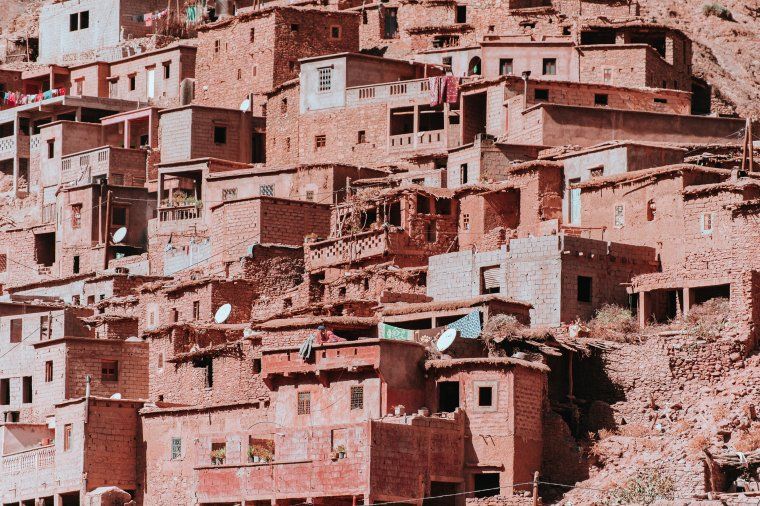 View of Berber Village in Atlas Mountains in Morocco