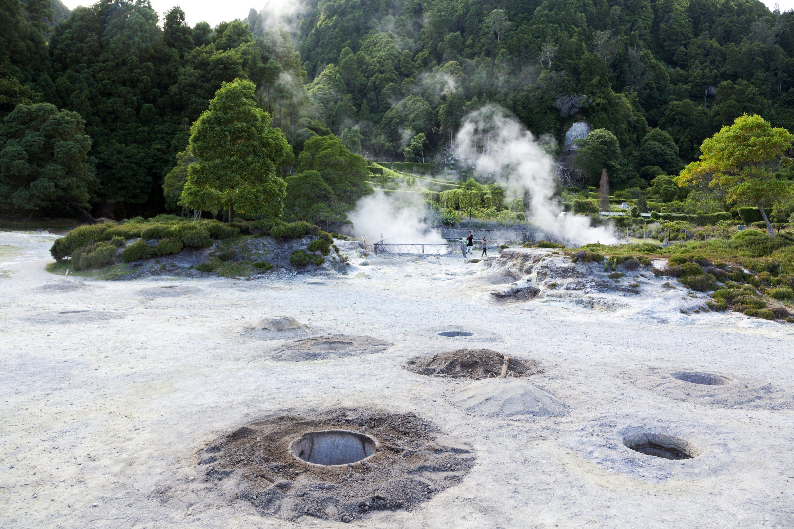 Volcanic vents in Lagoa das Furnas on Sao Miguel Island in Portugal's Azores Islands