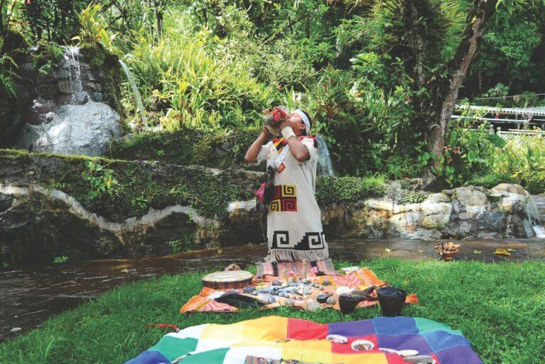 Traditional Andean Shaman leading exclusive private ceremony in the Sacrey Valley in Peru