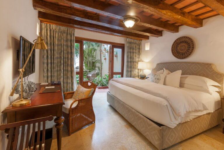 Luxurious suite in Casa San Agustin hotel in Cartagena in Colombia
