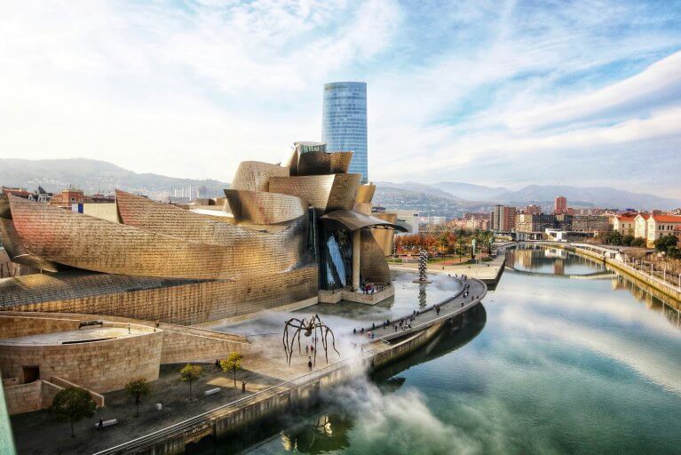 Aerial view of the Guggenheim Museum in Bilbao in Spain