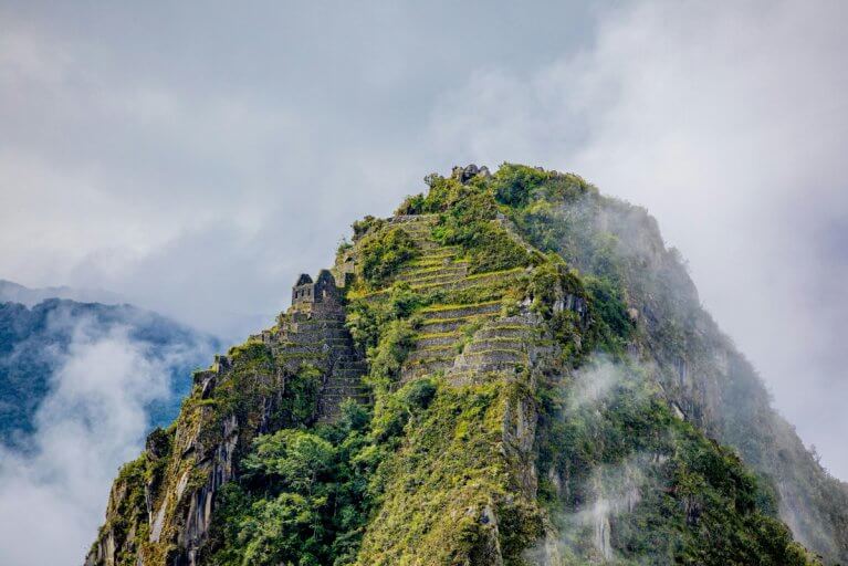 Close up of Machu Picchu mountain in Peru