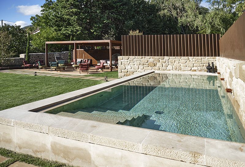 View of outdoor pool at the luxurious Palacio de Samaniego in La Rioja