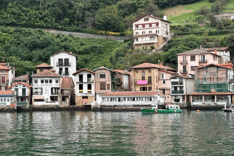 View of villages from boat tour in San Sebastian in Spain's Basque Country