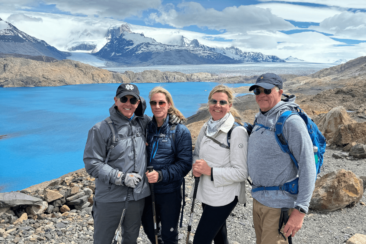 Travelers on a private hike in Argentina and Chile