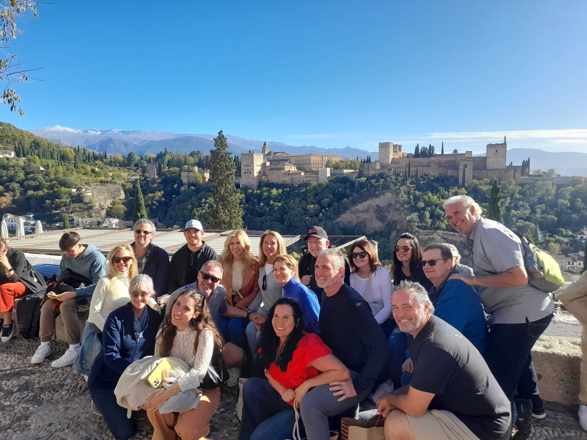 Family tour outside the Alhambra during private luxury Spain tour with Blue Parallel