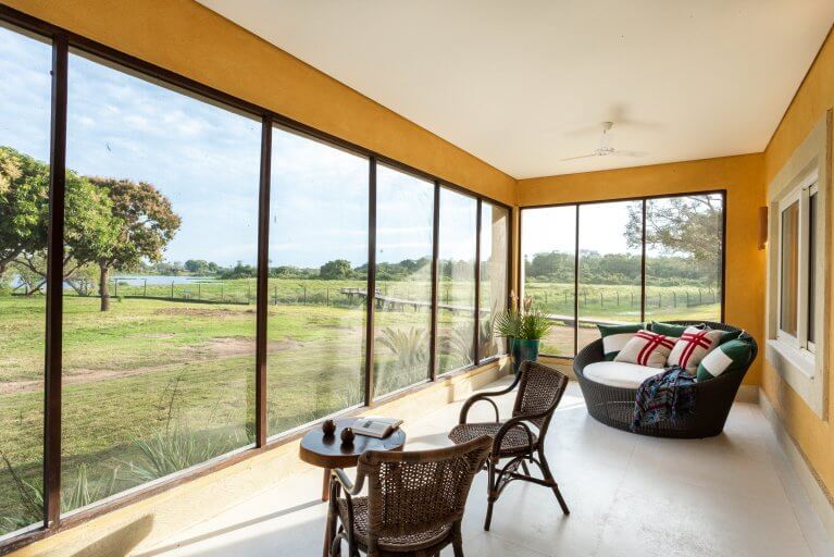 View of the Pantanal from a luxury suite at the Caiman Eco Lodge