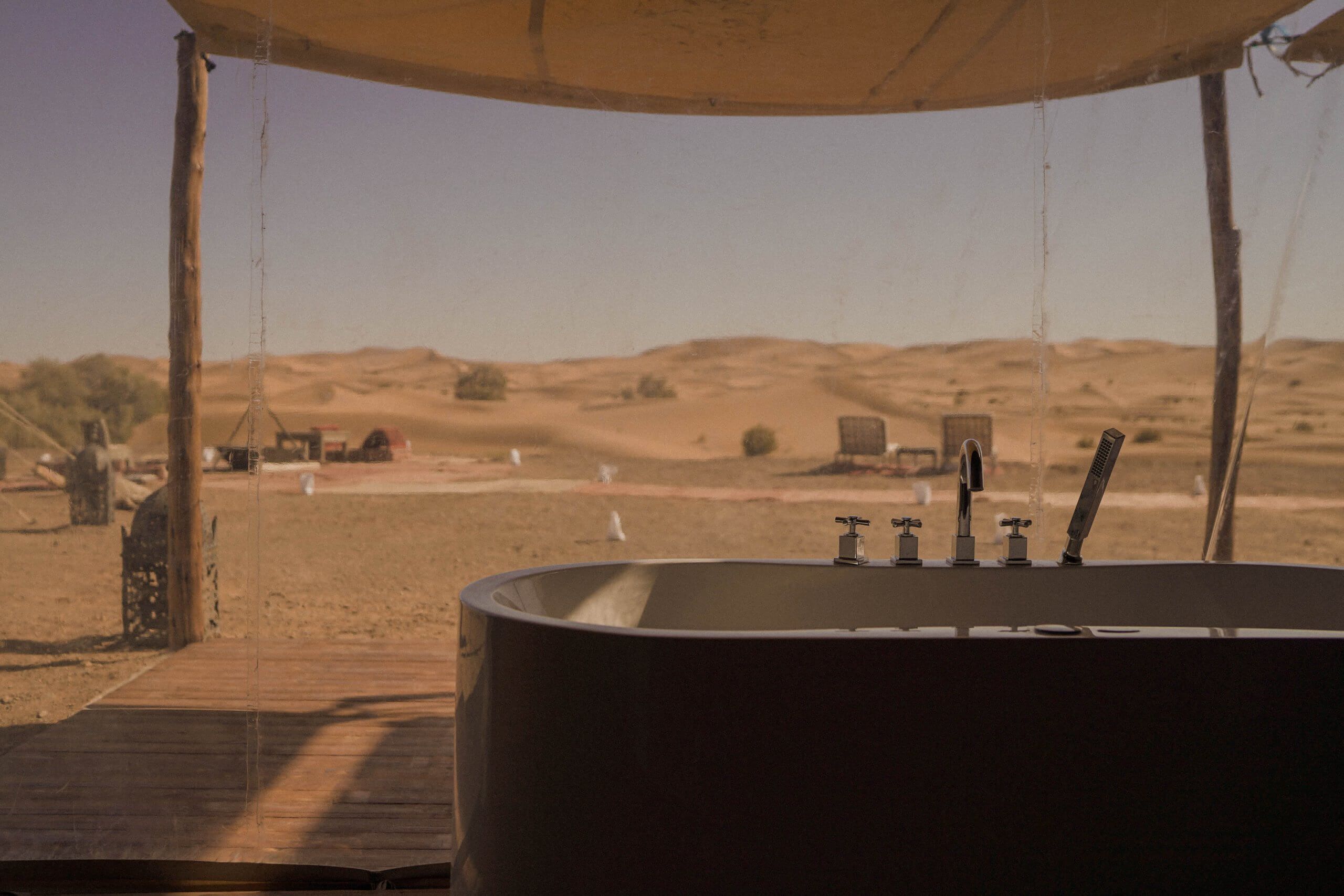 Luxury bathroom in a private desert camp in the Sahara Desert
