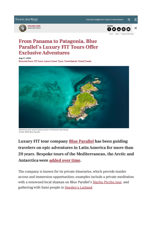 Emmanuel Burgio Interview with TravelAge West about bespoke luxury tours